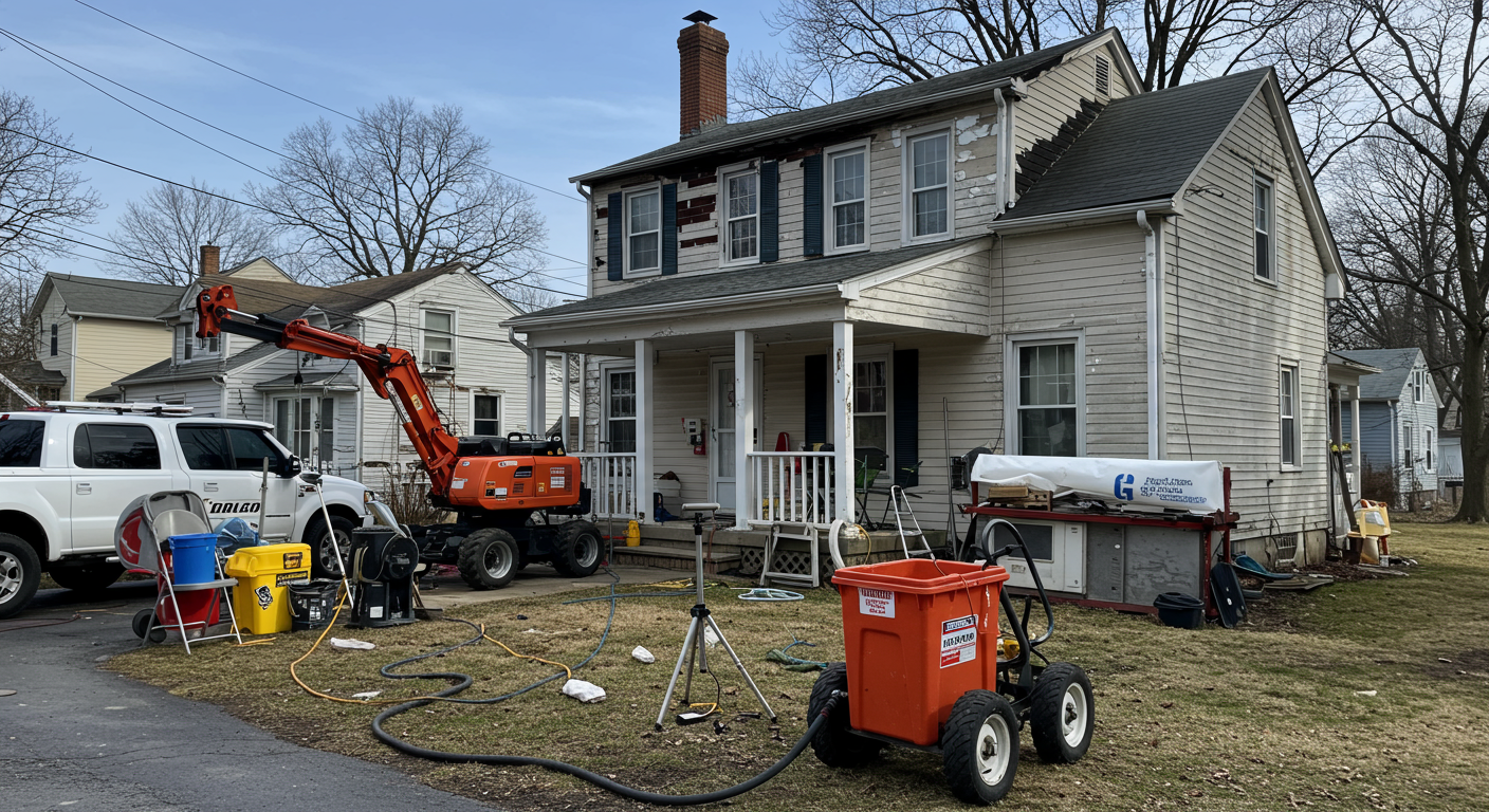 Restoration technician assessing water damage