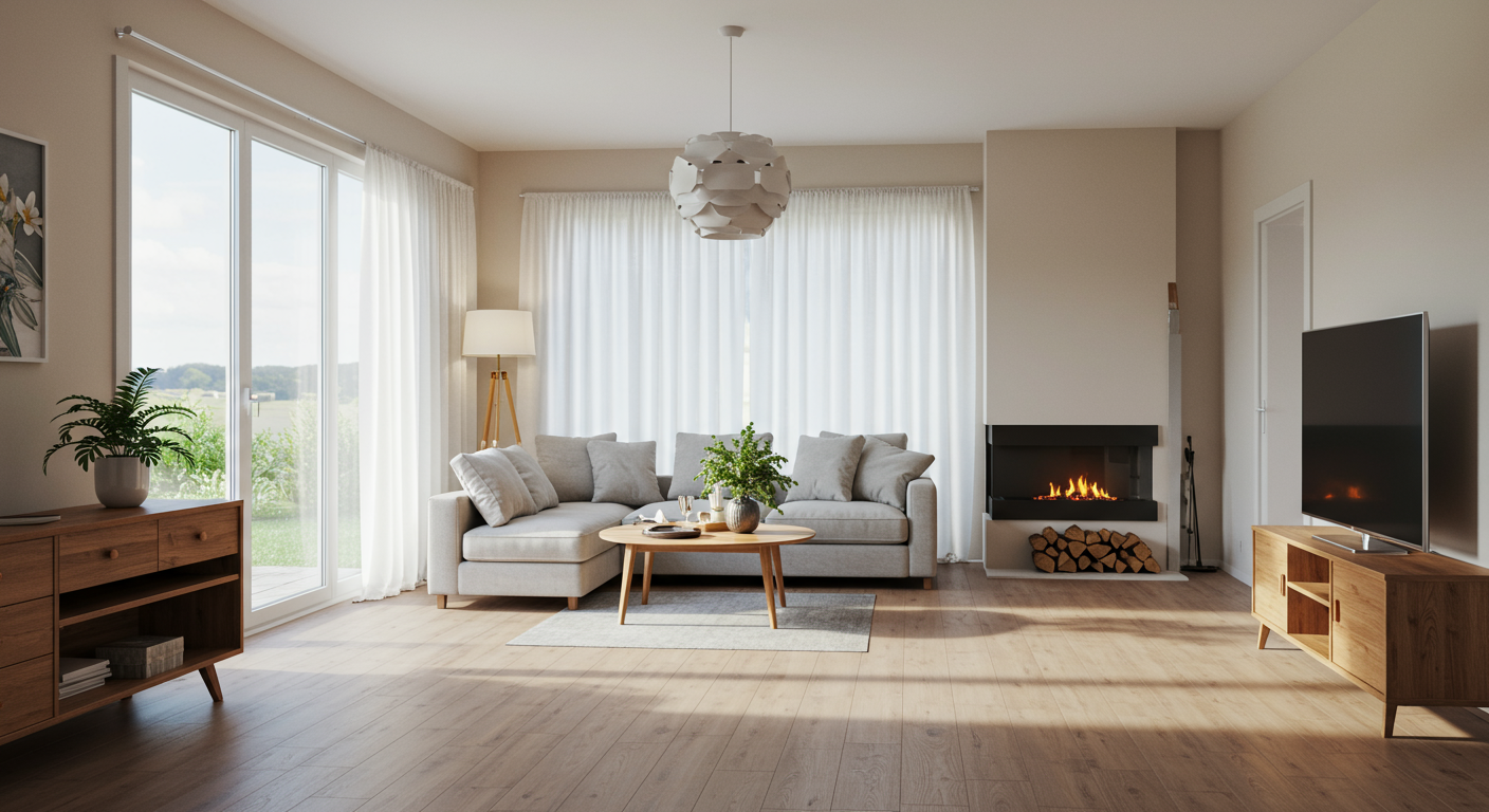 A serene image of a restored living room after water damage repair, featuring bright colors and natural light. The space looks inviting and fresh, highlighting the successful outcome of the restoration process.